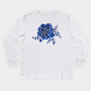 Watercolor houseleek - blue Kids Long Sleeve T-Shirt